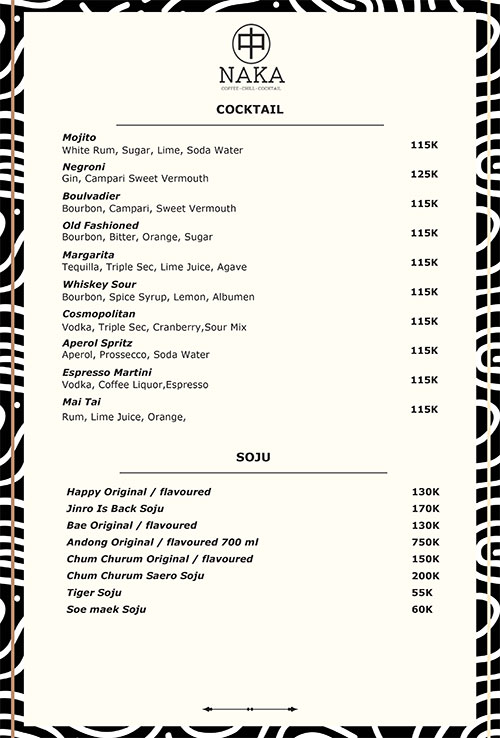 Menu Booze 21 +