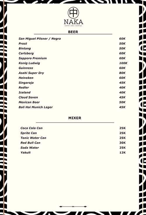 Menu Booze 21 +