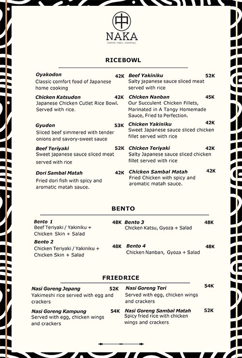 Menu Rice and Bento